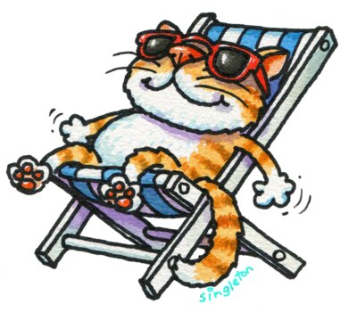 TS CAT ON DECKCHAIR LARGE