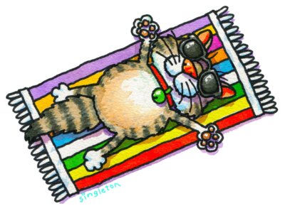 TS CAT ON TOWEL LARGE