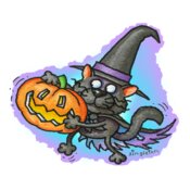 TS WITCHY CAT and PUMPKIN hard edge colourBG