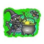 TS WITCHY CAT WITH POT colour BG LARGE