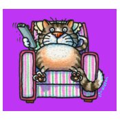 TS CAT ON COUCH purple block BG