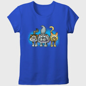 THREE CATS STANDING-clour background